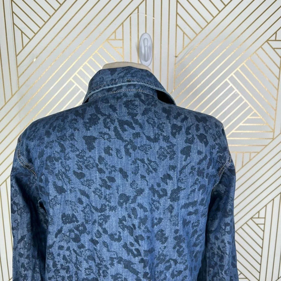 Current/Elliott The Perfect Shirt in Indigo Leopard Denim Size US 0‎ / XS - Picture 9 of 12